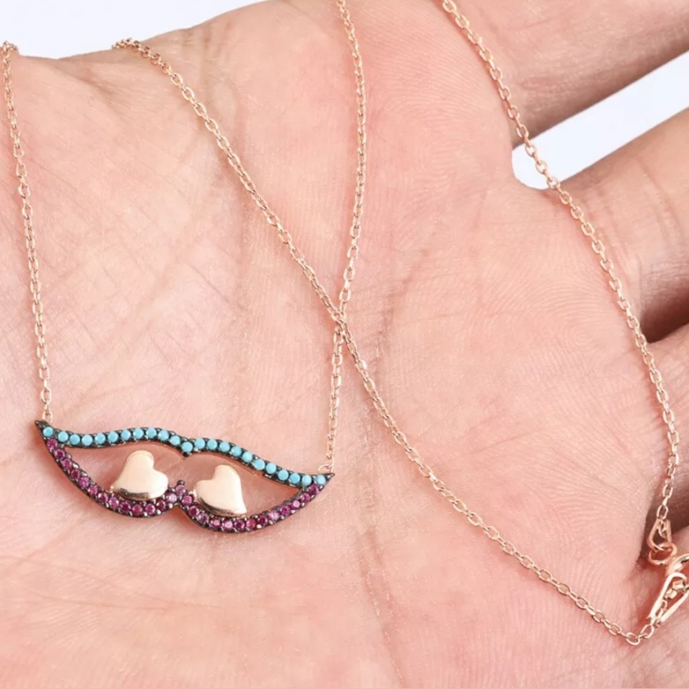 Speak only LOVE turquoise & ruby necklace